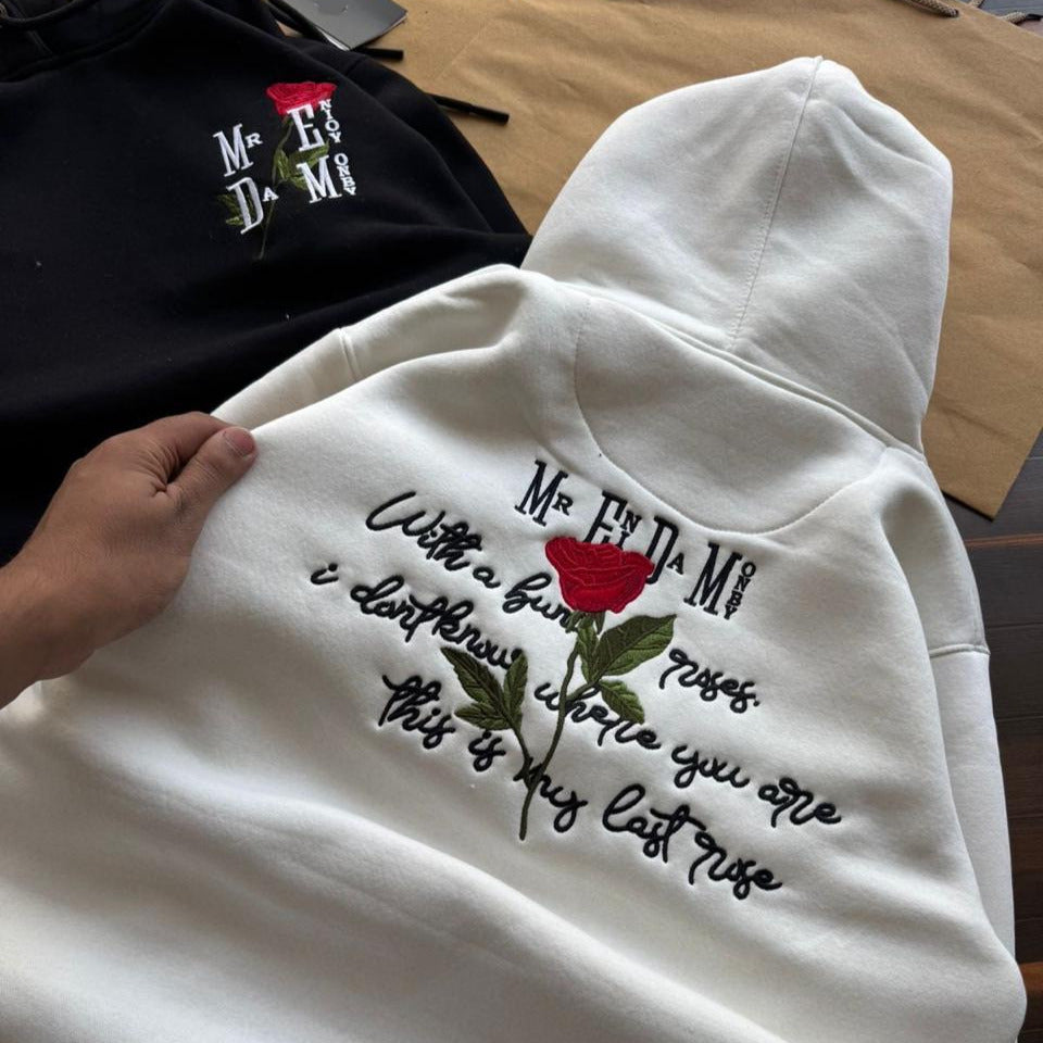 MR DAMN Rose Embroidered Hoodie