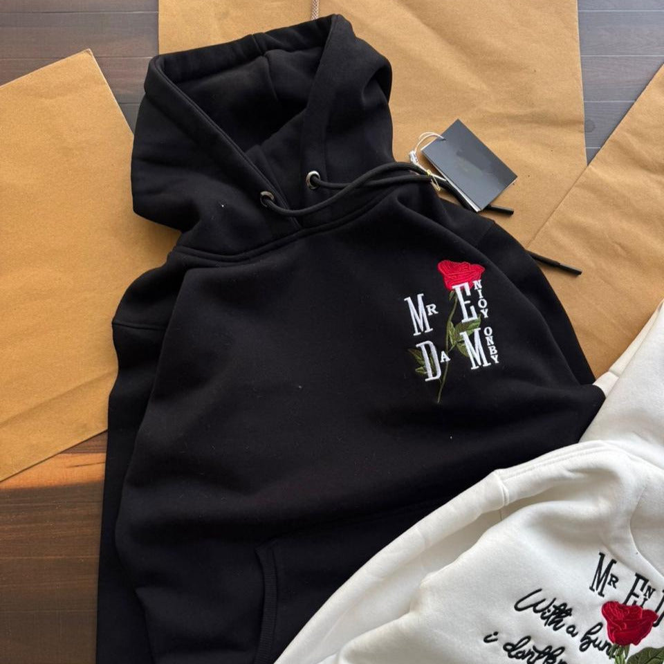 MR DAMN Rose Embroidered Hoodie
