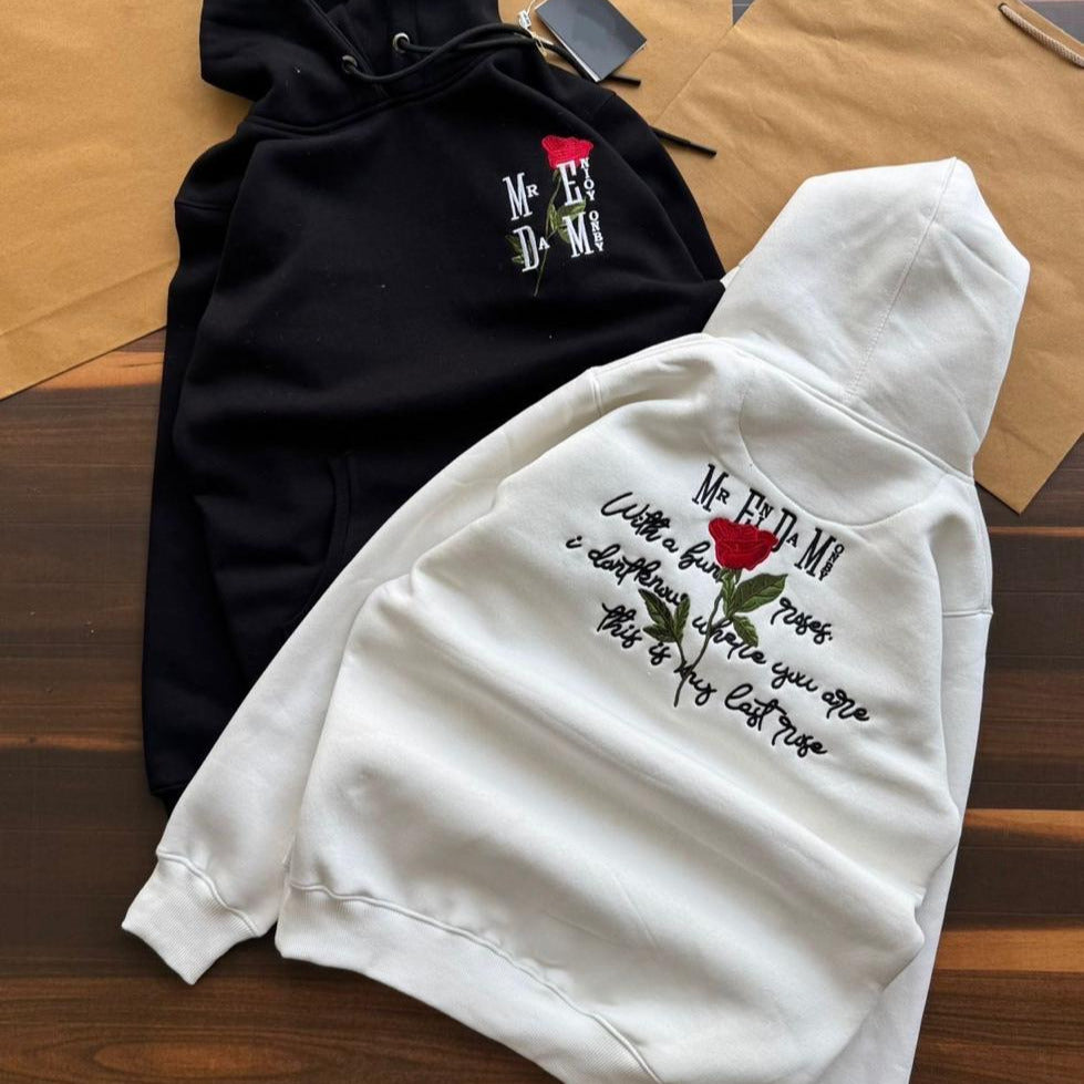 MR DAMN Rose Embroidered Hoodie